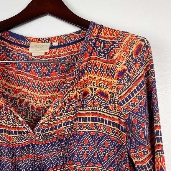 Anthropologie Vanessa Virginia Mahdia Pleated Elephant Peasant Blouse - Picture 4 of 8